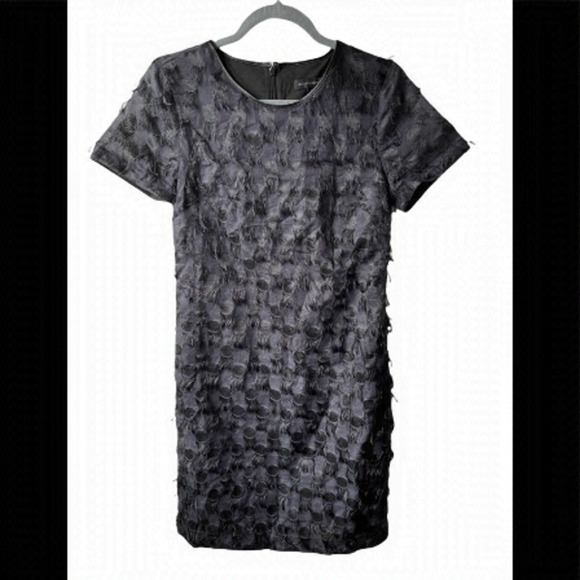 Banana REPUBLIC EYELASH DOT SHORT SLEEVE SHIFT DRESS NAVY BLUE/BLACK - Picture 1 of 13
